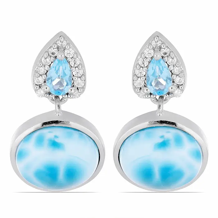 Larimar náušnice stříbro Ag 925 VE049761 - 1,9 cm, 4,8 g