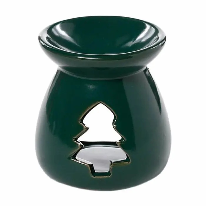 Aroma lampa keramická Vánoční stromeček zelený - cca 6,5 x 7,5 cm