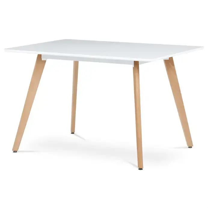 Jídelní stůl MORZANAR 120x80, bílý matný lak, masiv buk
