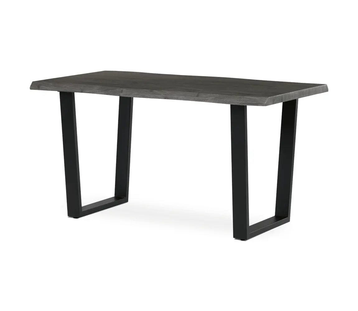 Jídelní stůl ZANYORAR 140x80, dekor šedý dub, černý kov