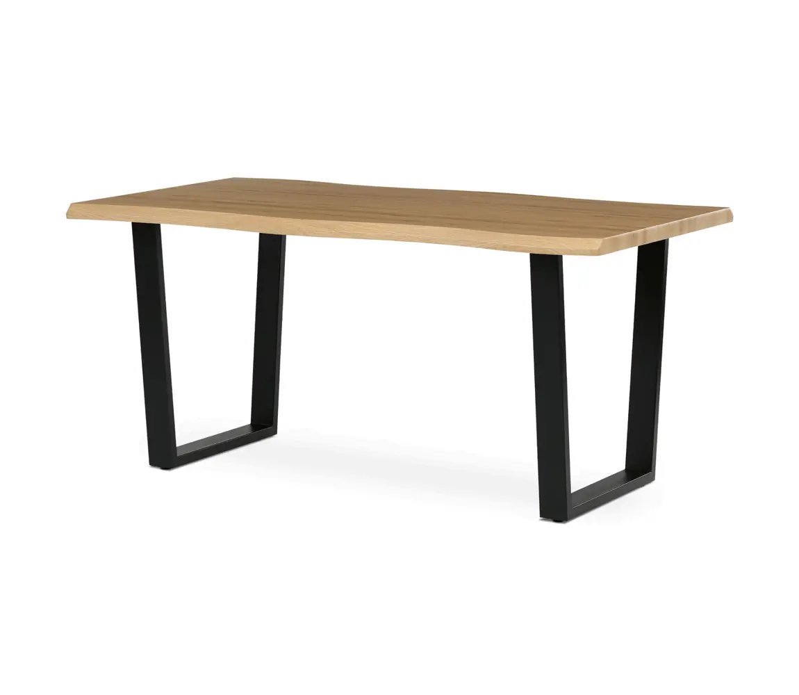 Jídelní stůl ZANYORAR 160x90, dekor divoký dub, černý kov