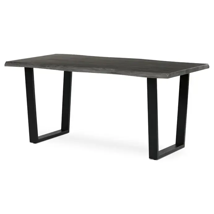 Jídelní stůl ZANYORAR 160x90, dekor šedý dub, černý kov