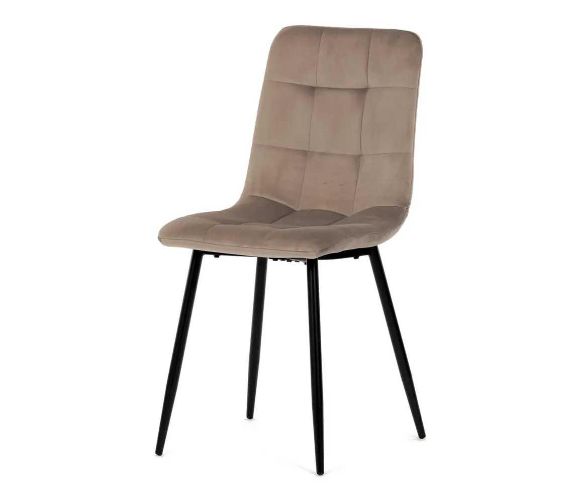 Jídelní židle LINGAR, krémová sametová látka, černý kov