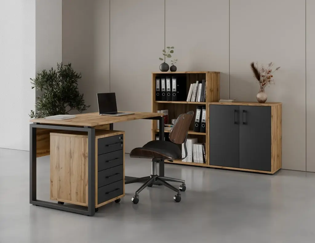 Kancelářská sestava NEJBY GIANNI PREMIUM 3, dub wotan/antracit