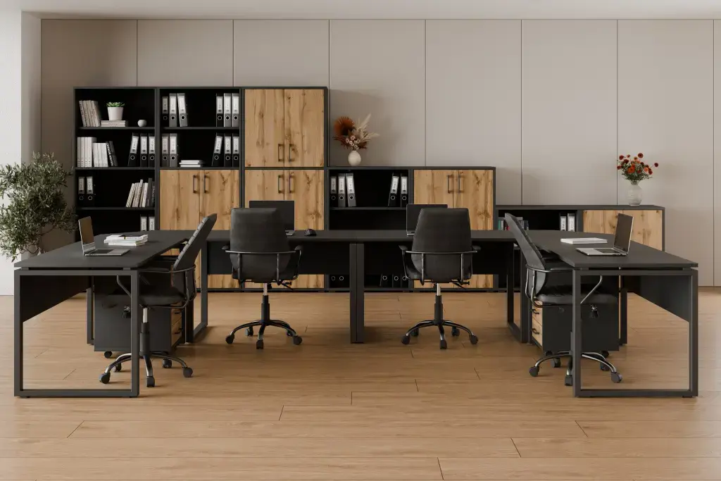 Kancelářská sestava NEJBY GIANNI PREMIUM 6, antracit/dub wotan