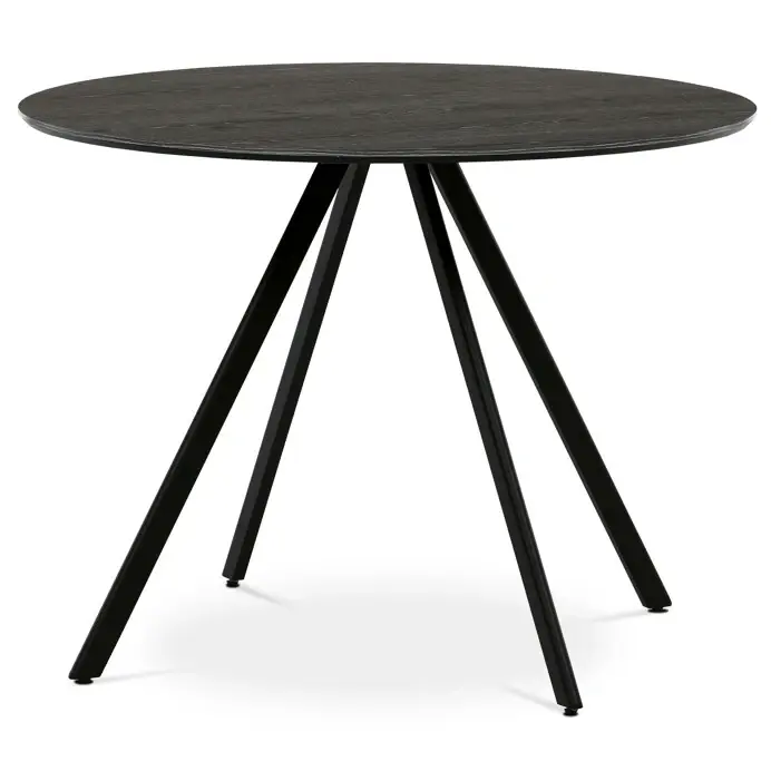 Kulatý jídelní stůl MORXER, 100x100x76 cm, šedý dub/černá