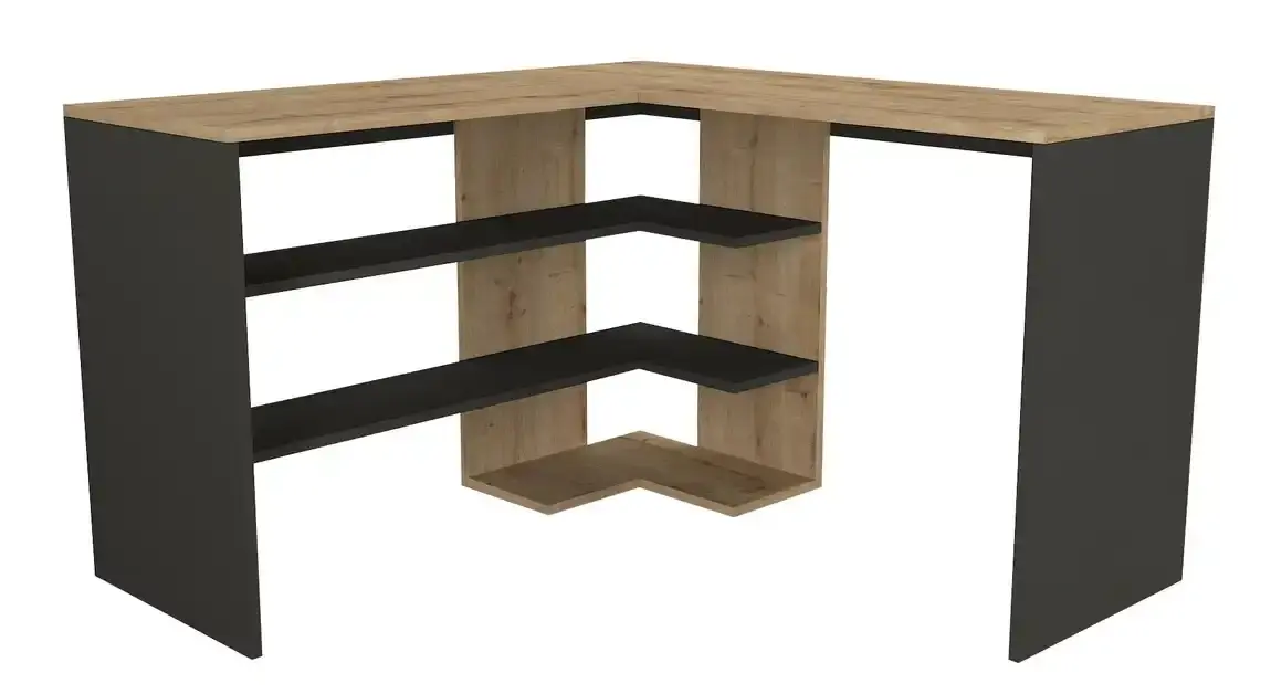 Rohový psací stůl ABSOLUTE, levý, sapphire/antracit