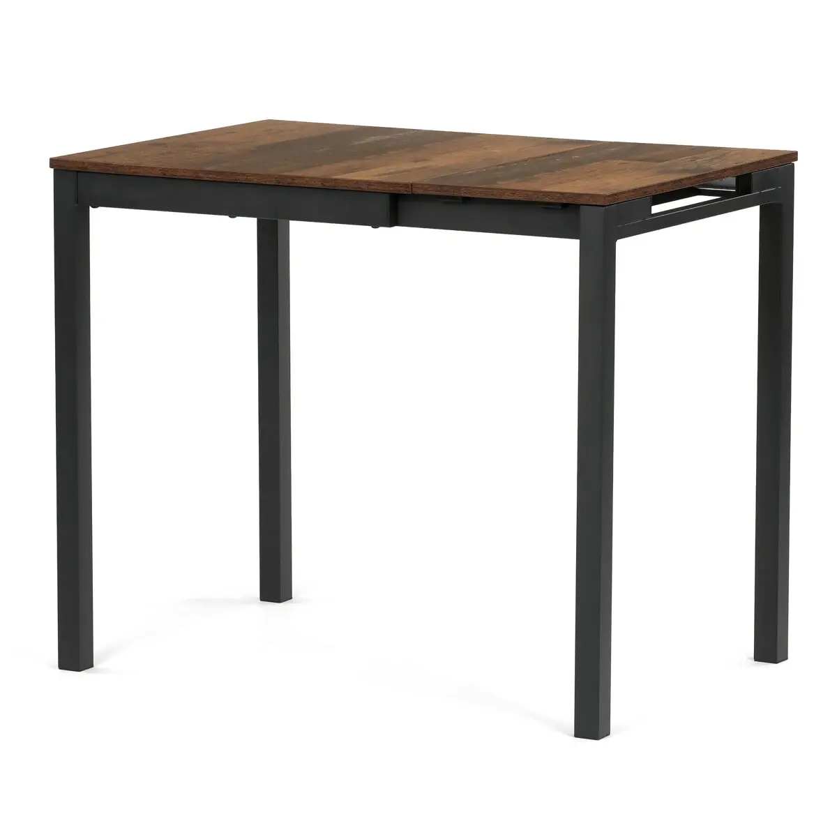 Rozkládací jídelní stůl NALGARIV 60/90x60x75 cm, dekor staré dřevo, černé kovové nohy