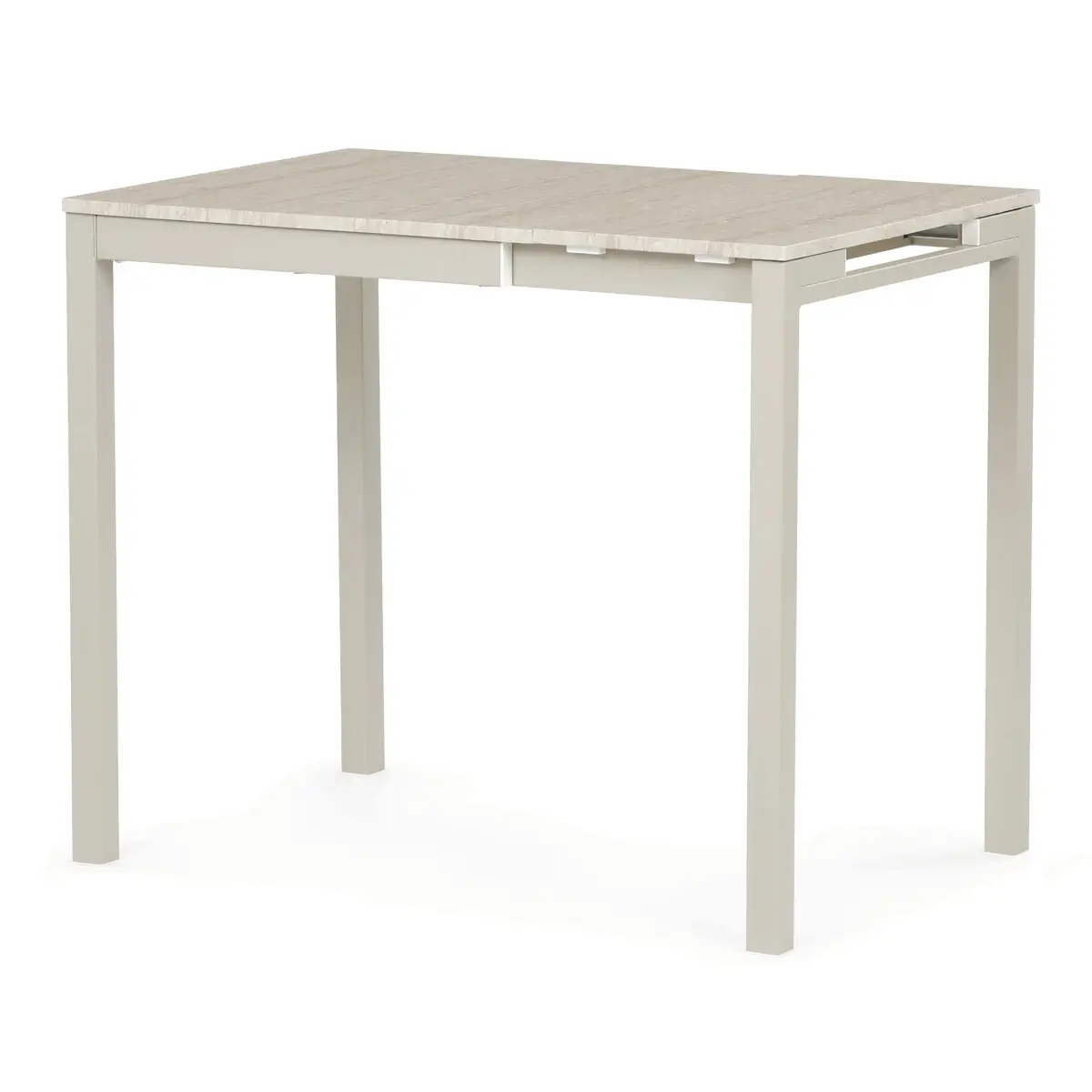 Rozkládací jídelní stůl NALGARIV 60/90x60x75 cm, dekor travertin, béžové kovové nohy