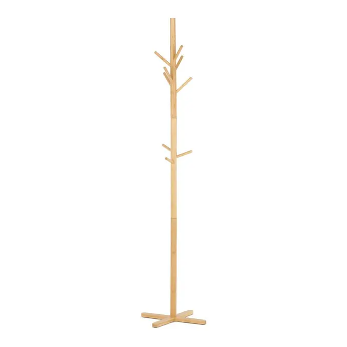 Stojanový dřevěný věšák ORKALZEL, 180 cm, masiv bambus, přírodní odstín