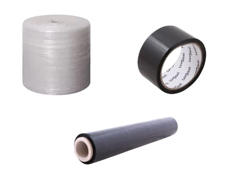 Set bublinková fólie 50cm + černá lepicí páska + černá stretch fólie
