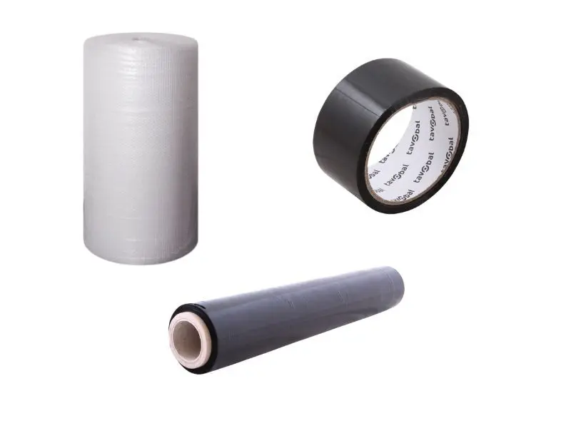 Set bublinková fólie 100cm + černá lepicí páska + černá stretch fólie