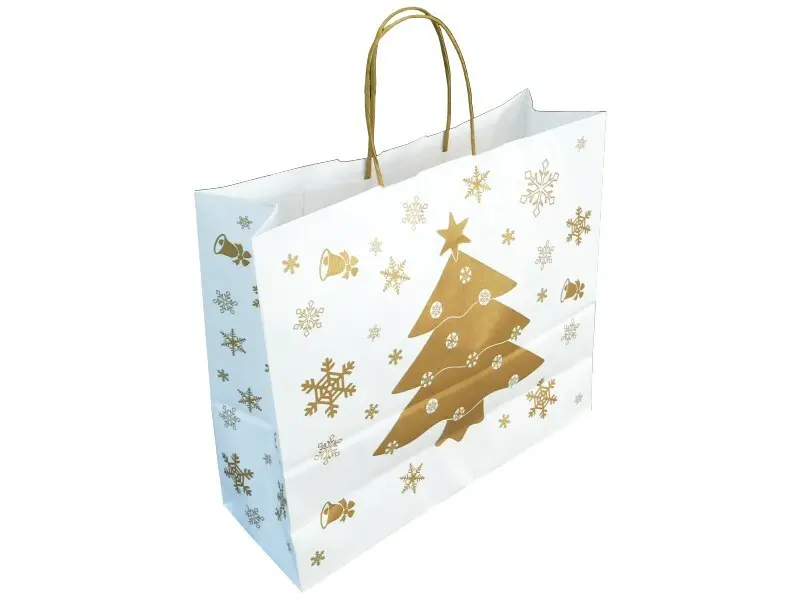 Dárková vánoční taška 36*12*31 cm, bílý sulfátový papír 120 g