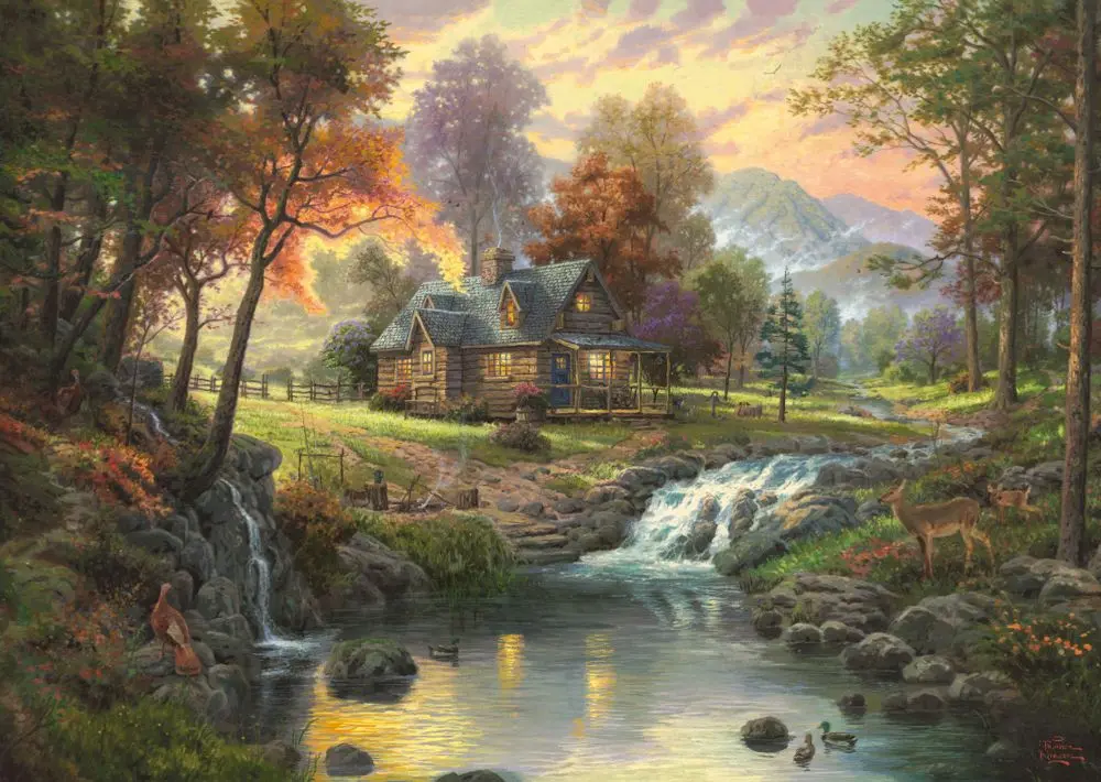 Schmidt Puzzle Dřevěný domek u potoka 1000 dílků