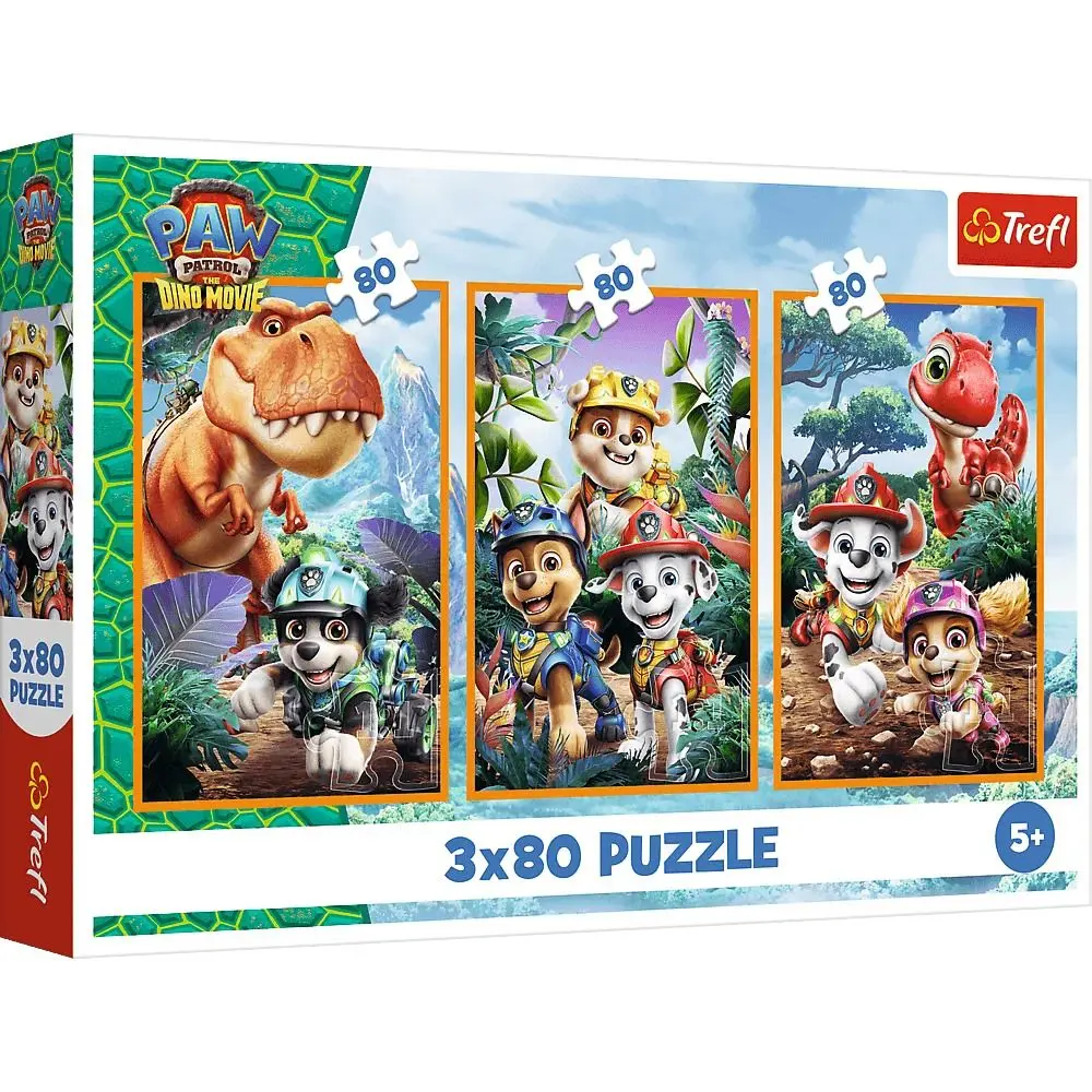 Trefl Puzzle 3v1 - Tlapková patrola Dino Movie: Dinosauří hrdinové - 3 x 80 dílků