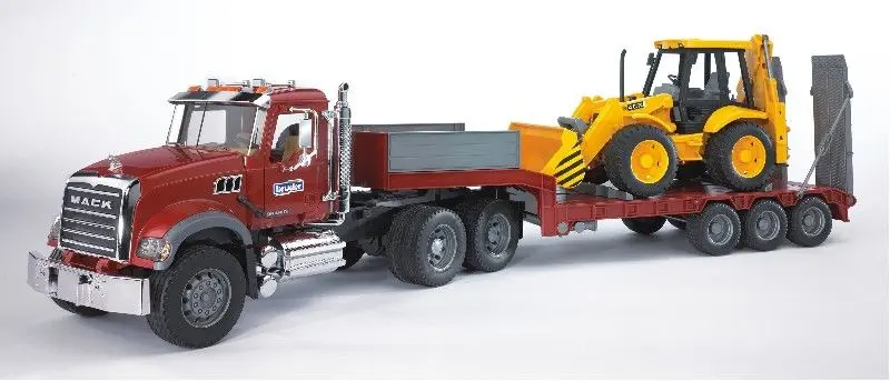 Nákladní auto MACK Granite s návěsem a traktorem JCB 4CX - bruder 2813