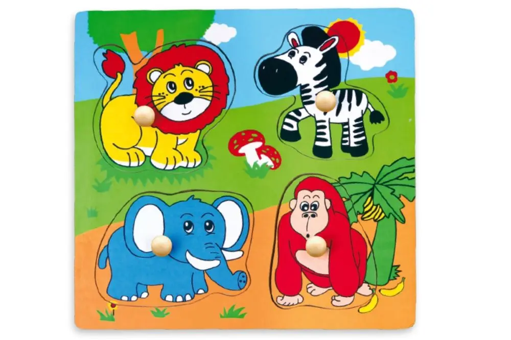 Dřevěná vkládačka s úchyty Viga 59563 Zoo