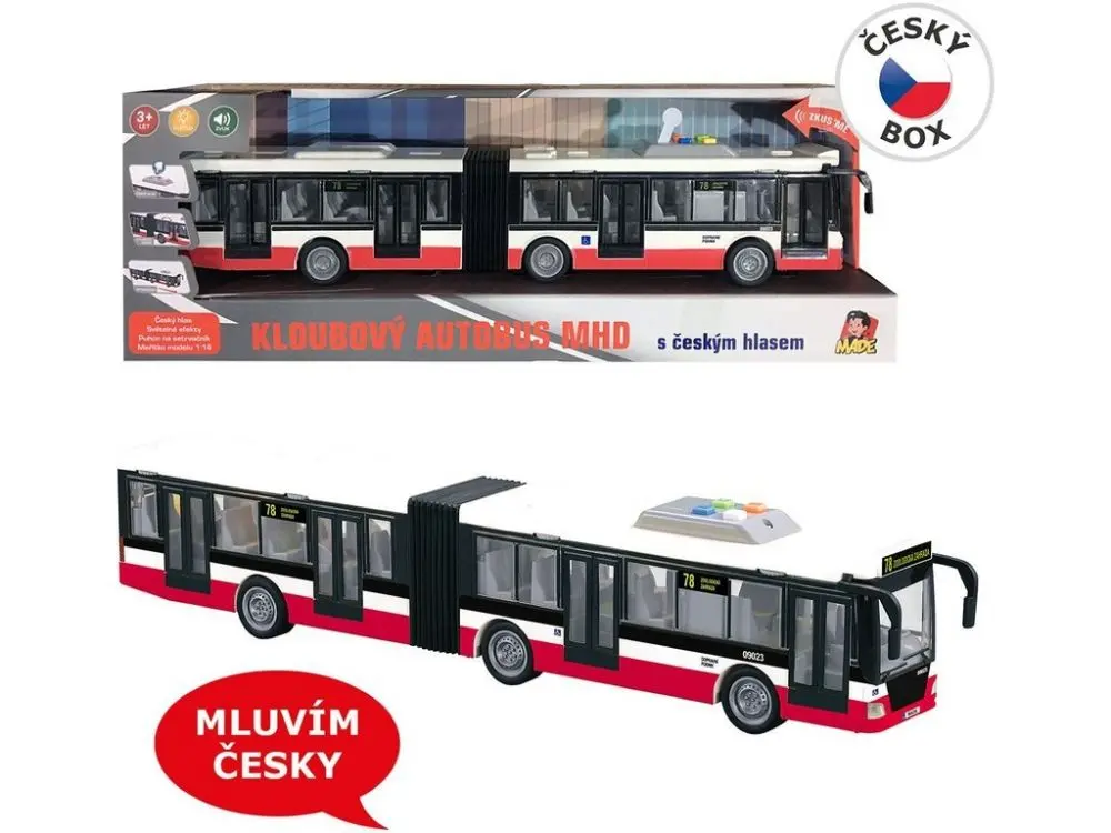MaDe Autobus na setrvačník 44 cm, mluví česky, hlásí zastávky, CZ design
