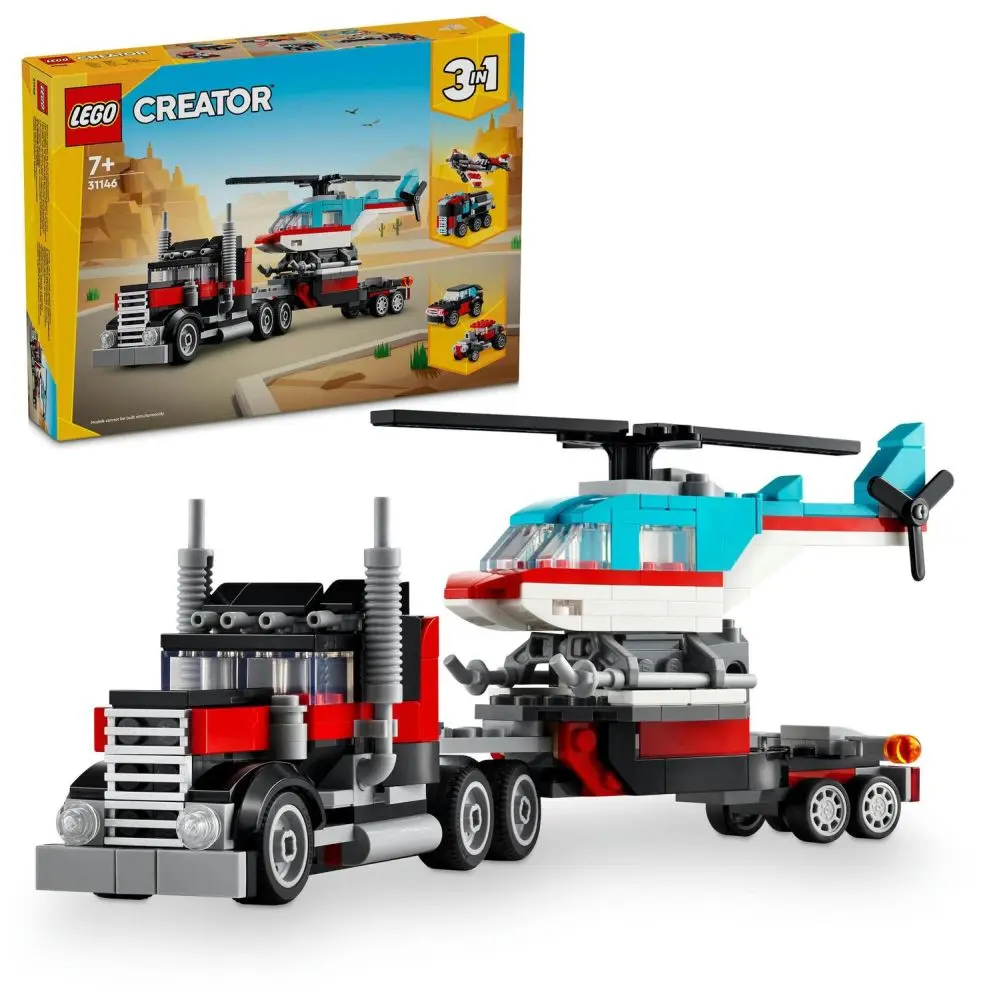 Lego® creator 31146 náklaďák s plochou korbou a helikoptéra