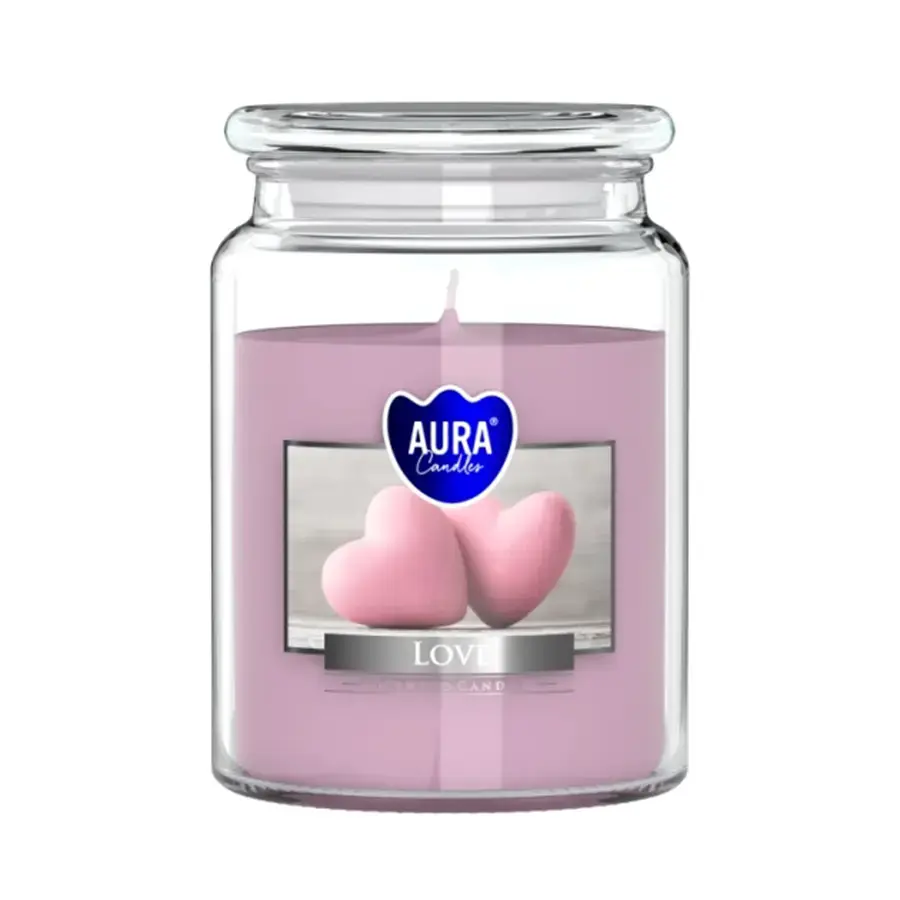 Bispol Vonná svíčka ve skle s víkem LOVE 500 g