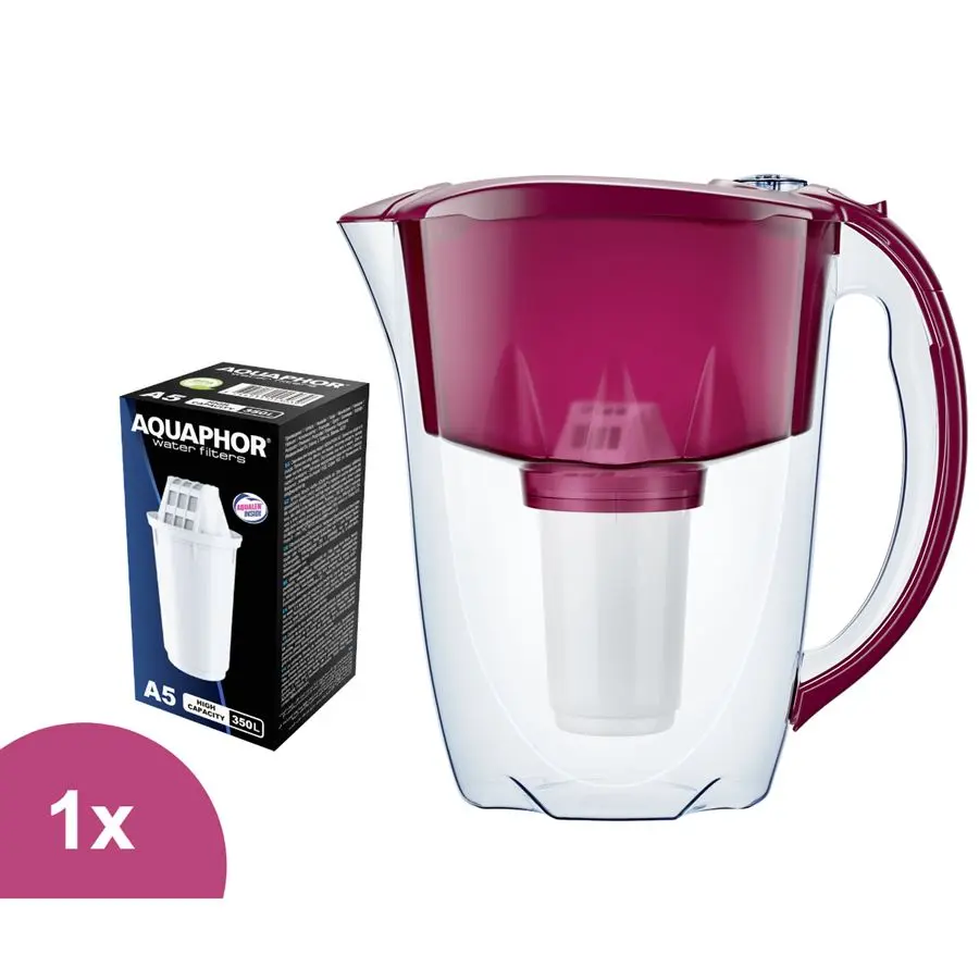 Aquaphor Prestige filtrační konvice cherry 2,8 l + 1 ks filtru Aquaphor A5