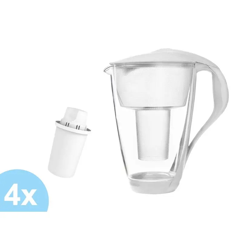 Dafi Crystal LED skleněná filtrační konvice bílá+ 4 ks filtru Dafi Classic