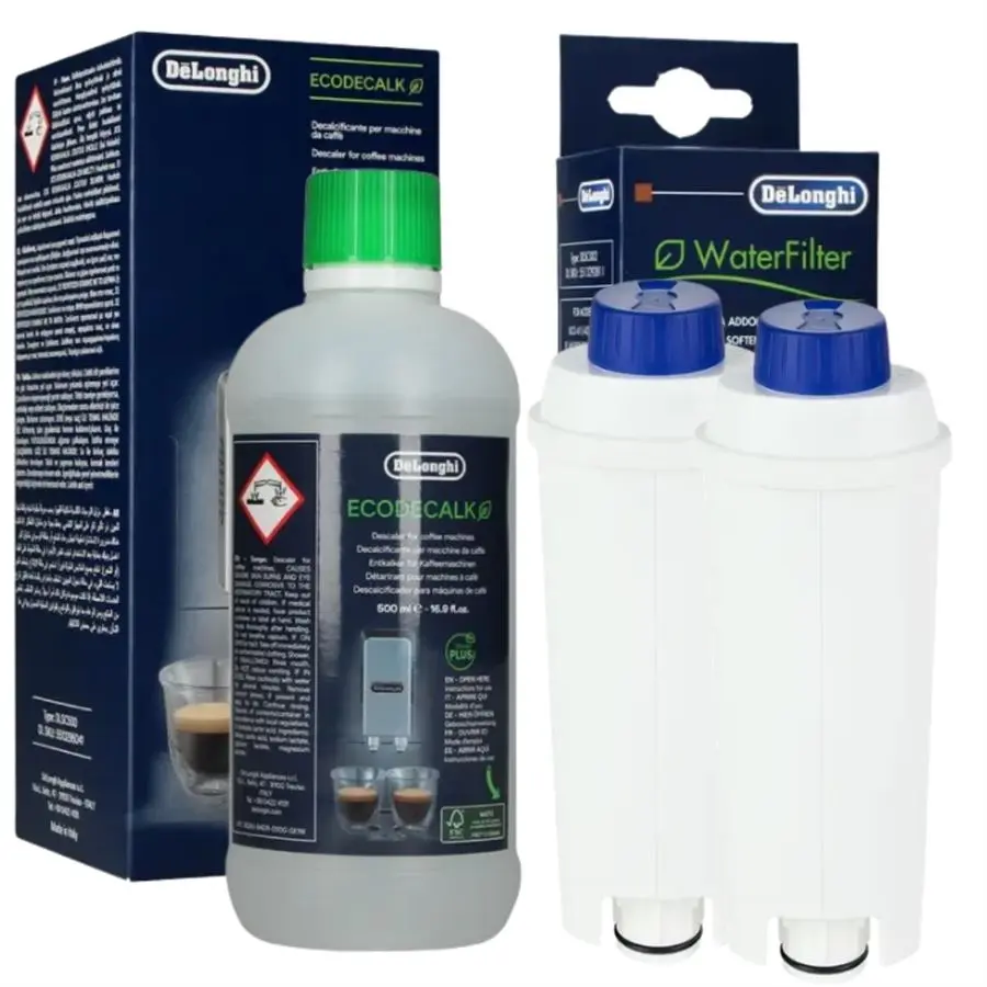 DeLonghi DLS C002 vodní filtr 2 ks + DeLonghi EcoDecalk odvápňovač 500 ml 1 ks