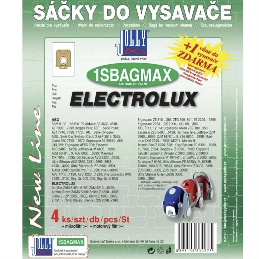 Jolly textilní sáčky do vysavače 1SBAG MAX 4 ks