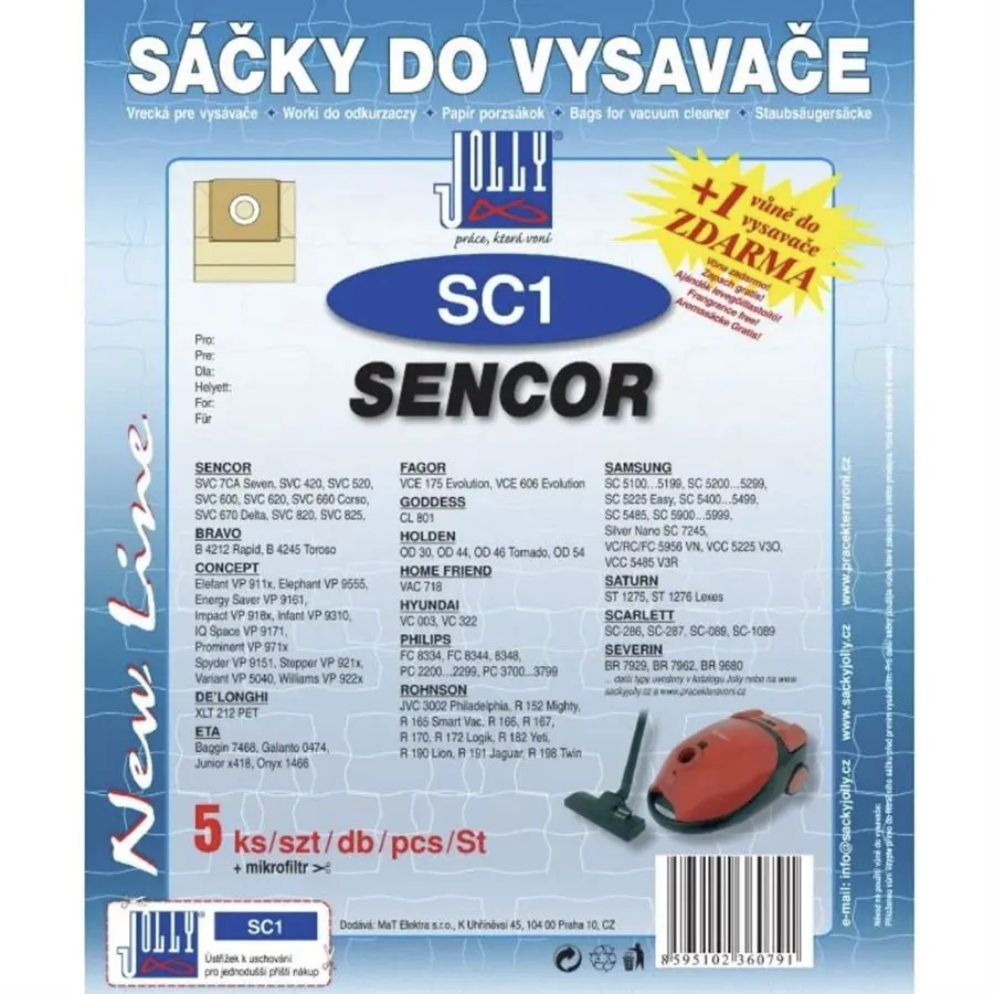 Jolly papírové sáčky do vysavače ETA 960068000, SC1 5 ks