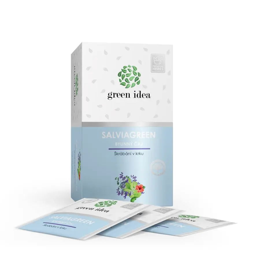 Green idea Topvet Salviagreen bylinný čaj při škrábání v krku 20 sáčků