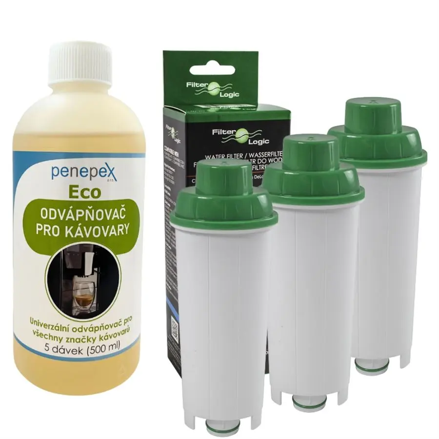 FilterLogic CFL-950B filtr do kávovaru DeLonghi DLS C002 3 ks + Penepex Eco univerzální odápňovač 500 ml