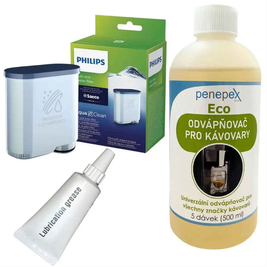 Philips AquaClean CA6903/10 filtr do kávovaru + Penepex Eco odvápňovač 500 ml + Saeco mazivo pro spařovací jednotku