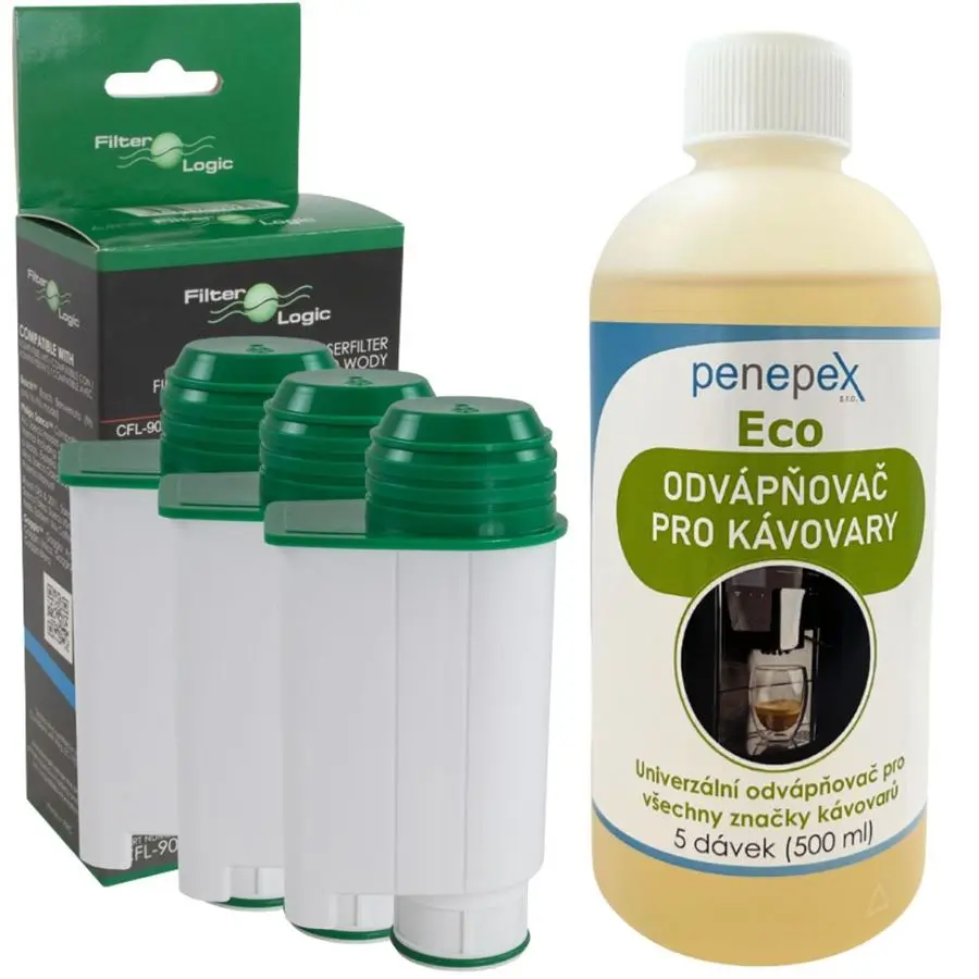 FilterLogic CFL-902B filtr do kávovaru (kompatibilní s Saeco Brita Intenza+) (3 ks)+ Penepex Eco univerzální odvápňovač 500 ml