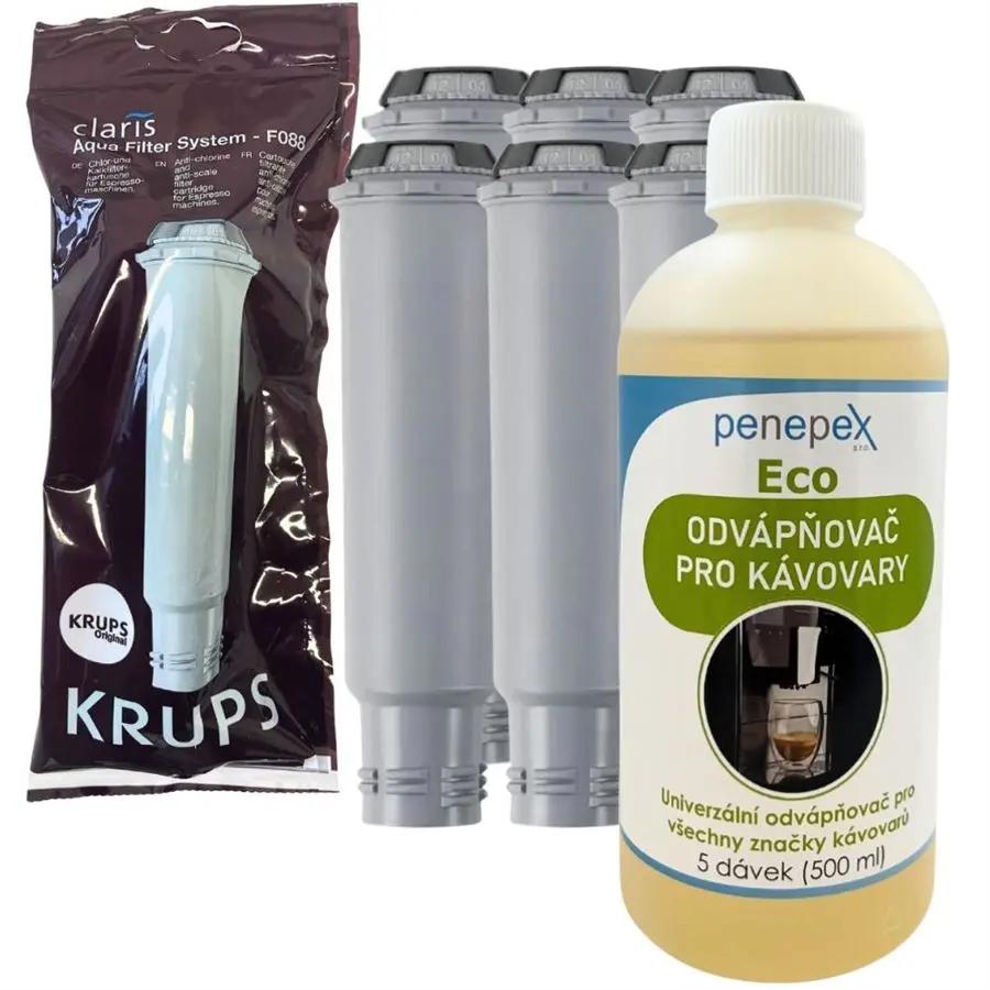 Krups F08801 Aqua Filter Claris filtr do kávovaru (6 ks) + Penepex Eco univerzální odvápňovač 500 ml