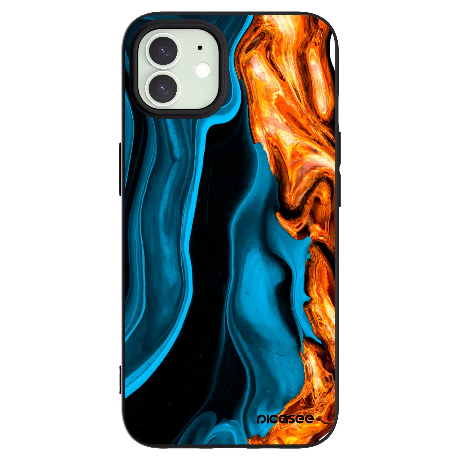 Silikonový černý obal pro Apple iPhone 12 Pro - Gold blue