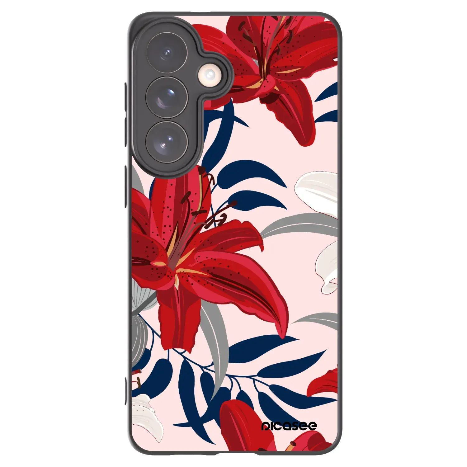 Silikonový černý obal pro Samsung Galaxy S26+ - Red Lily