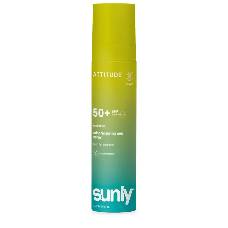 Minerální opalovací krém ve spreji ATTITUDE Sunly (SPF 50) bez vůně 75 ml
