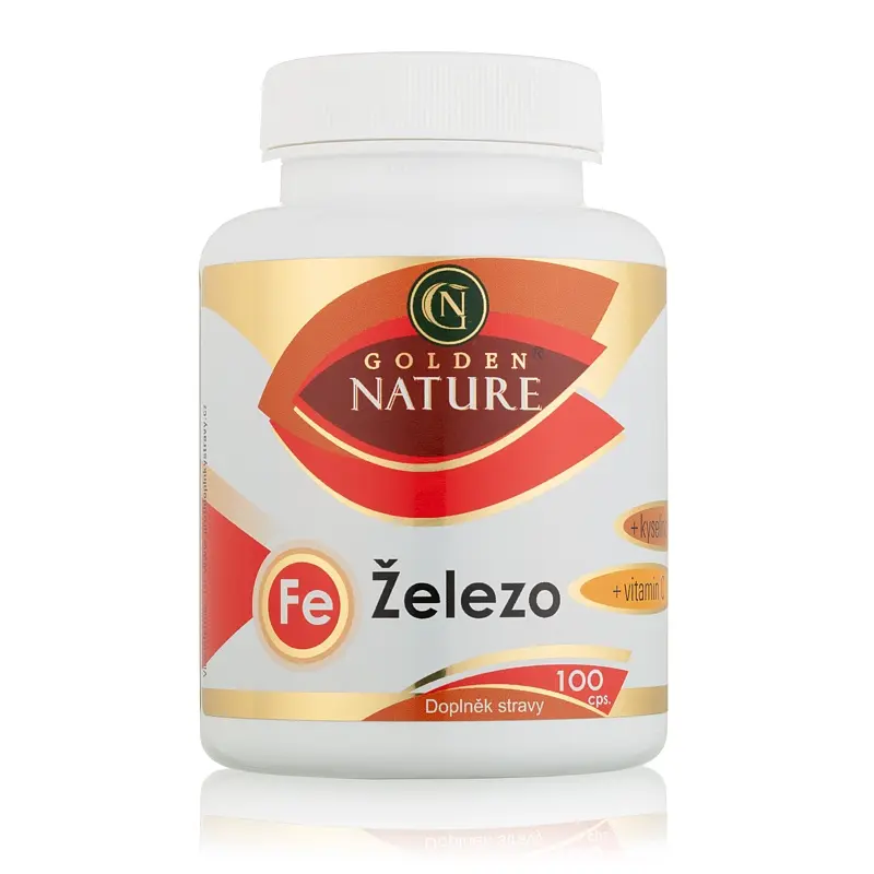 Golden Natur Železo + vit.C + kyselina listová 100 kapslí