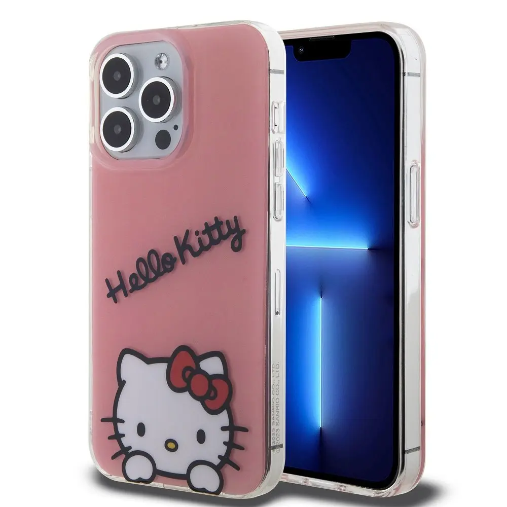 Hello Kitty IML Daydreaming Logo Zadní Kryt pro iPhone 13 Pro Pink HKHCP13LHKDSP