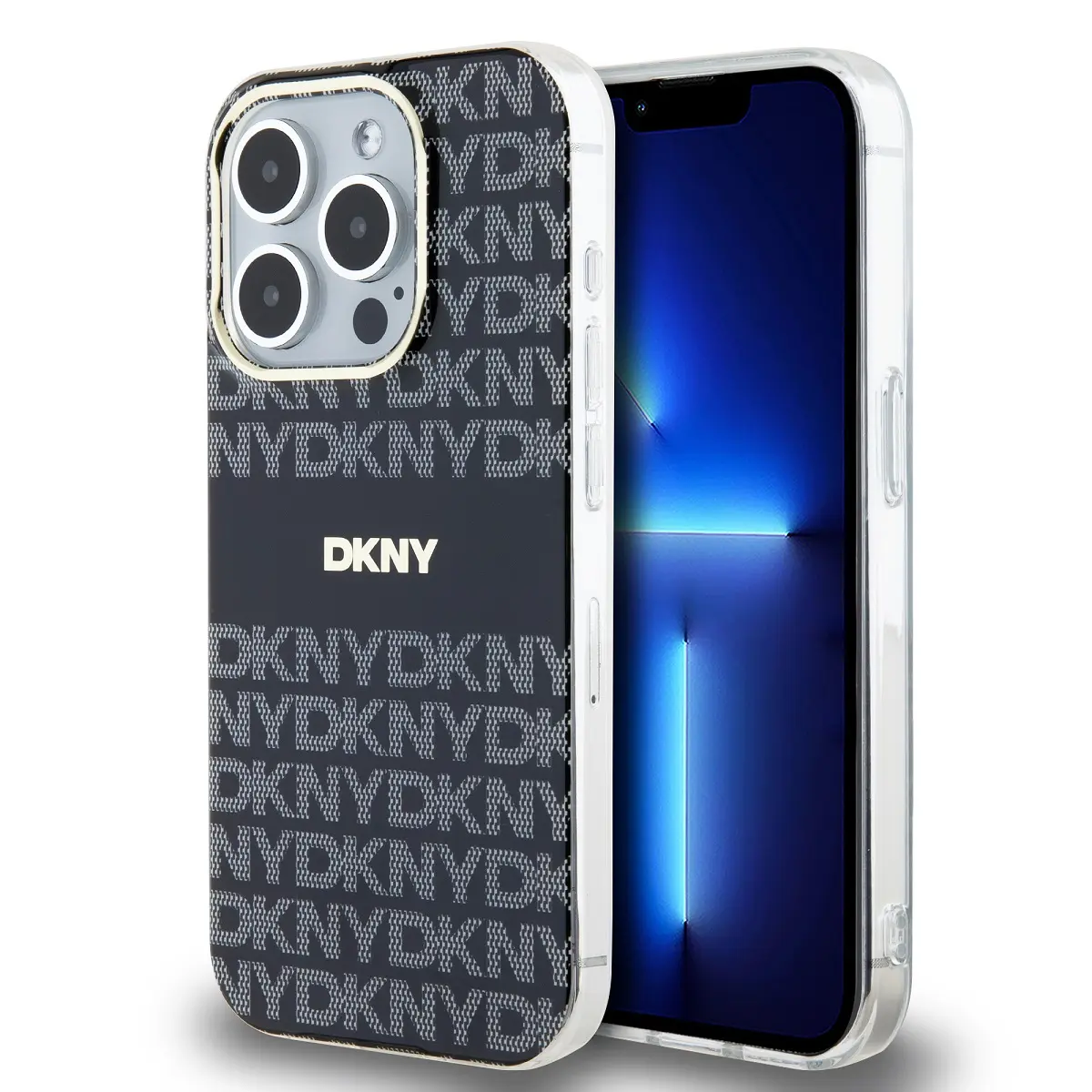 DKNY PC/TPU Repeat Pattern Tonal Stripe Magsafe Zadní Kryt pro iPhone 15 Pro Black DKHMP15LHRHSEK