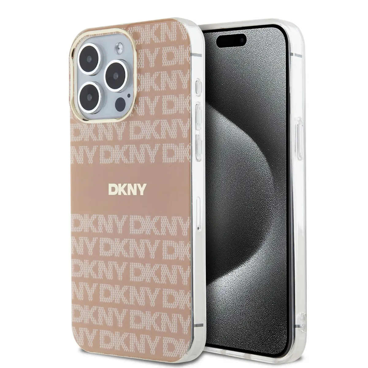 DKNY PC/TPU Repeat Pattern Tonal Stripe Magsafe Zadní Kryt pro iPhone 15 Pro Max Pink DKHMP15XHRHSEP