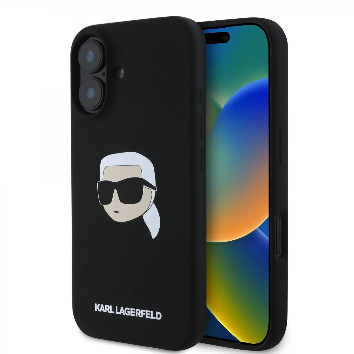 Karl Lagerfeld Liquid Silicone Karl Head MagSafe Zadní Kryt pro iPhone 16 Black KLHMP16SSKHPPLK