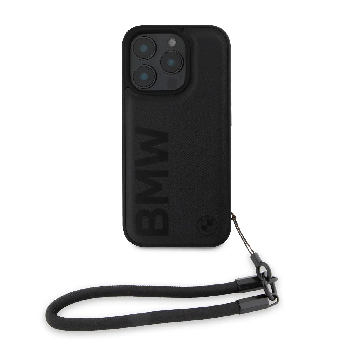 BMW Leather Signature and Strap Zadní Kryt pro iPhone 16 Pro Black BMHCP16L23RMRLK