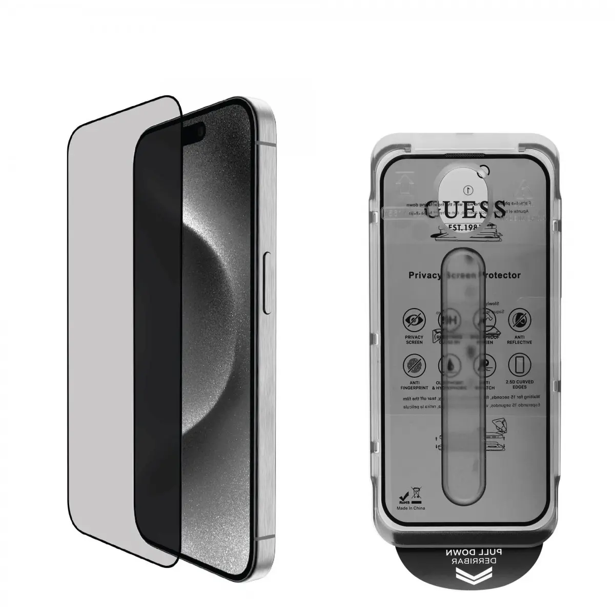 Guess Tvrzené Sklo 2.5D PRIVACY pro iPhone 16 Black GUTGP16SBOKGCIP