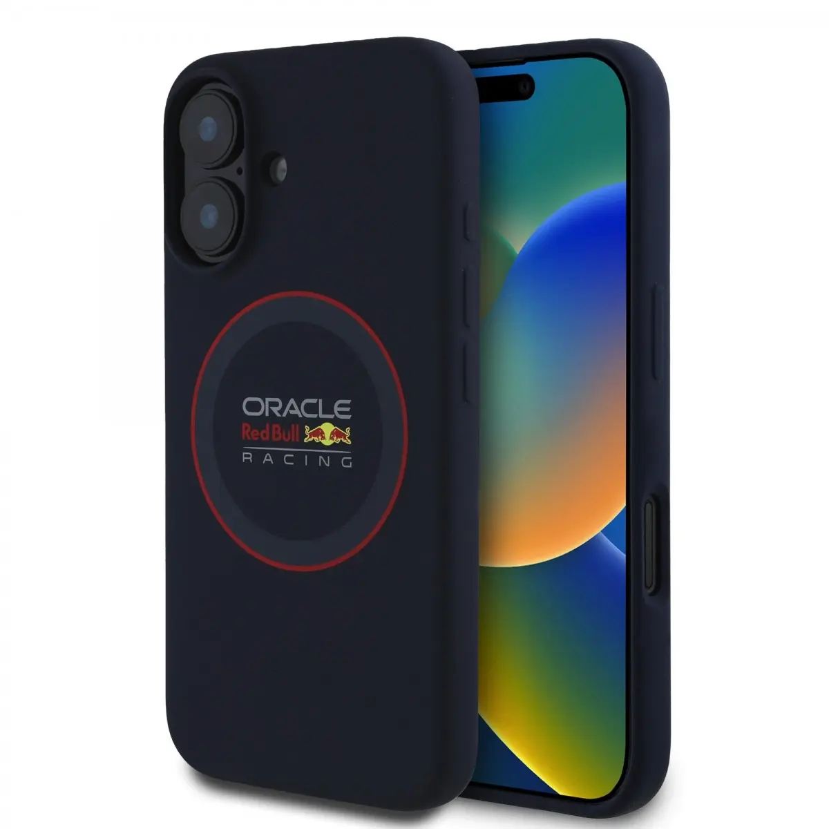 Oracle Red Bull Racing Silicone Red Ring MagSafe kryt iPhone 16 Plus modrý