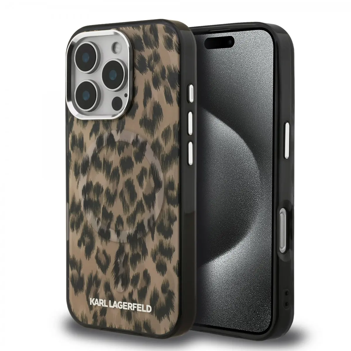 Zadní kryt Karl Lagerfeld IML Leopard MagSafe pro iPhone 16 Pro Brown