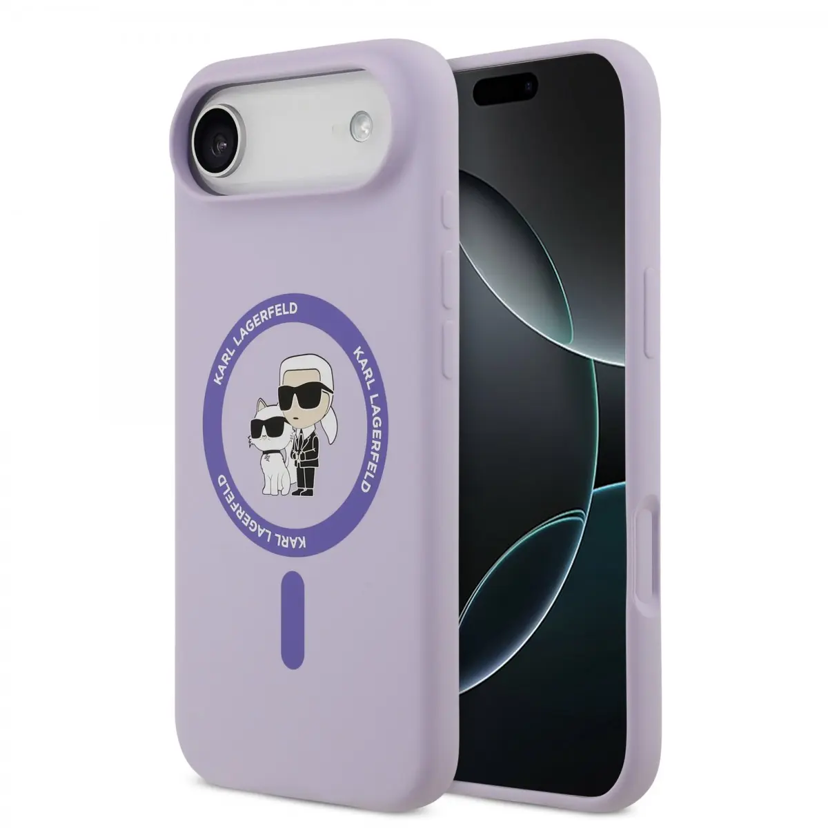 Karl Lagerfeld Liquid Silicone Karl and Choupette MagSafe Zadní Kryt pro iPhone Air Purple KLHMP17MSCMKCRHU