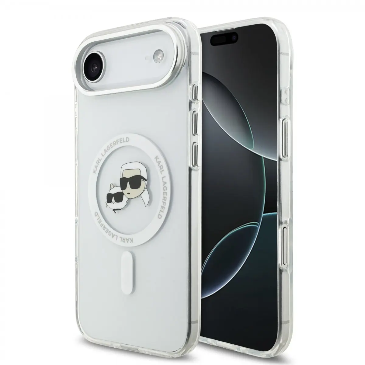 Karl Lagerfeld IML K&CH Heads Metal Frame MagSafe kryt iPhone Air čirý