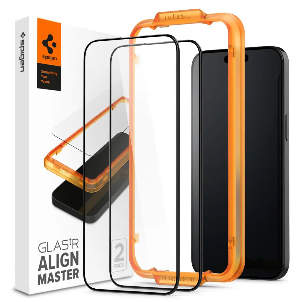 Spigen Glas.tR Align Master 2 balení iPhone 15 Plus Černá
