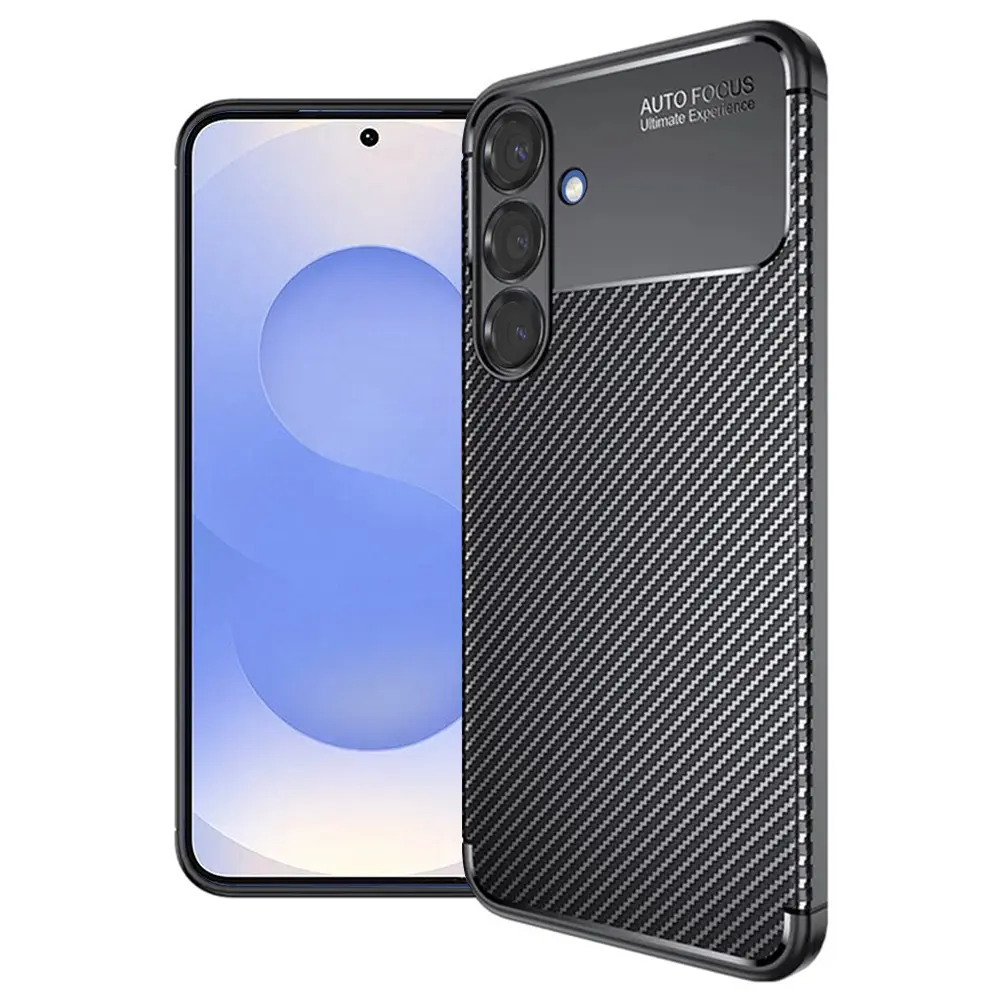 Techsuit CarbonFiber kryt na Samsung Galaxy S25 – černý